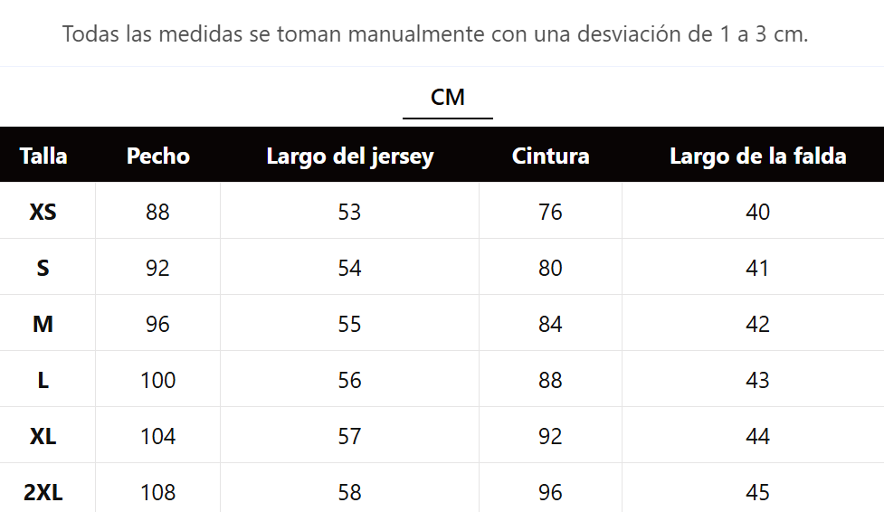 Tabla de tallas